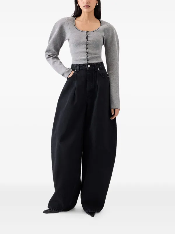 デニム・ジーパン JACQUEMUS Woman Jeans Black PAW00609AD00039 990 Jacquemus high-rise Jeans | Black | FARFETCH