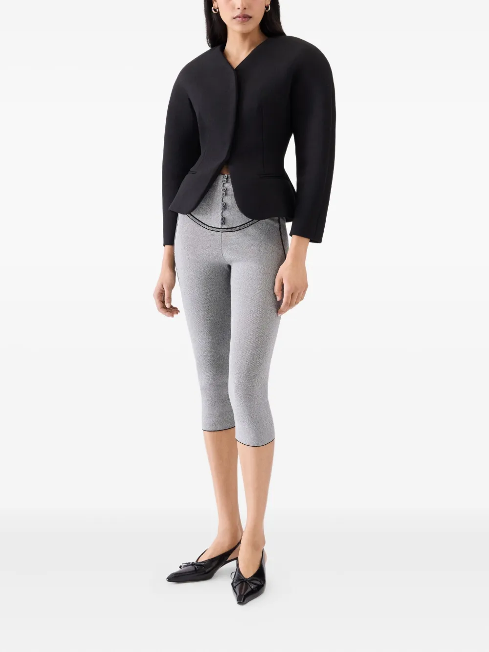 Jacquemus Button-detailed Cropped Trousers In Gray