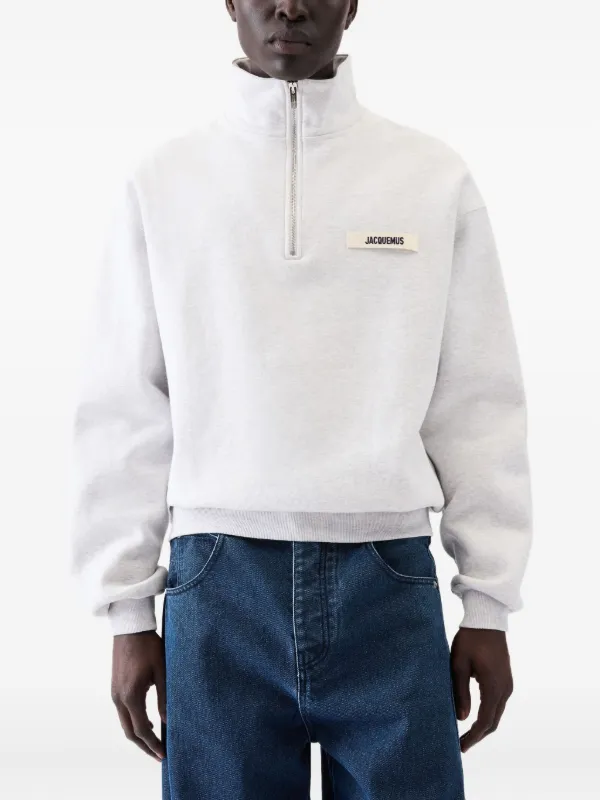JACQUEMUS ハーフジップ　スウェット Jacquemus ハーフジップ スウェットシャツ | ブラック | FARFETCH JP
