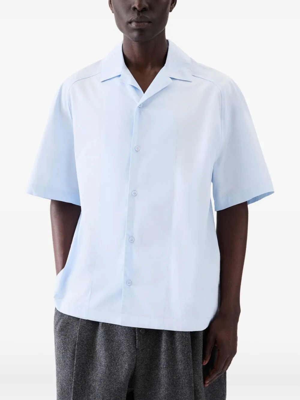 Jacquemus Le Fonccio button-up overhemd met korte mouwen Blauw
