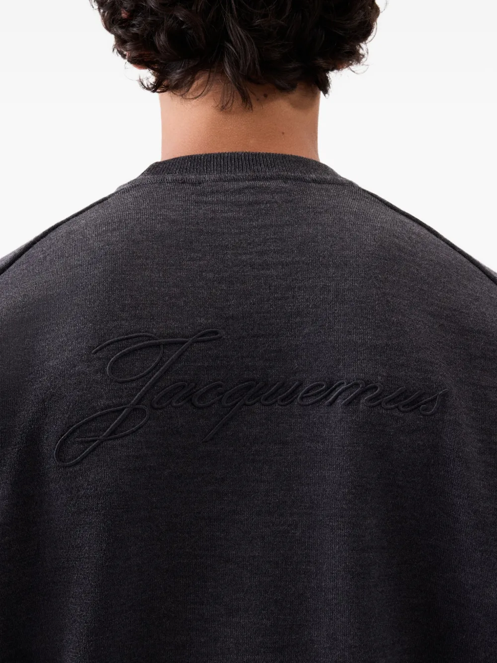Jacquemus Long Sleeve Crewneck Sweater With Ribbed Cuffs In Black