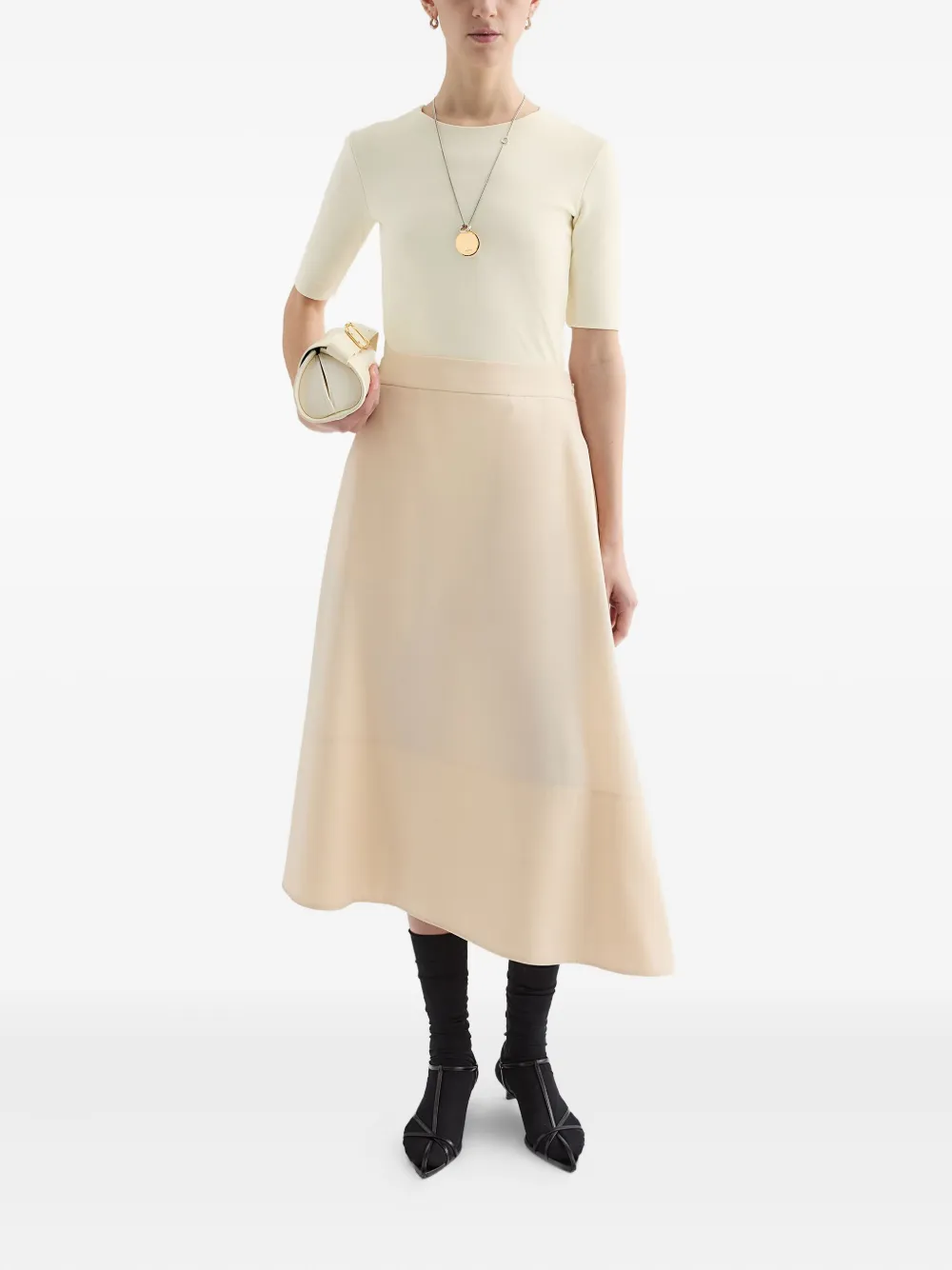 Jil Sander Asymmetrische wollen rok - Beige
