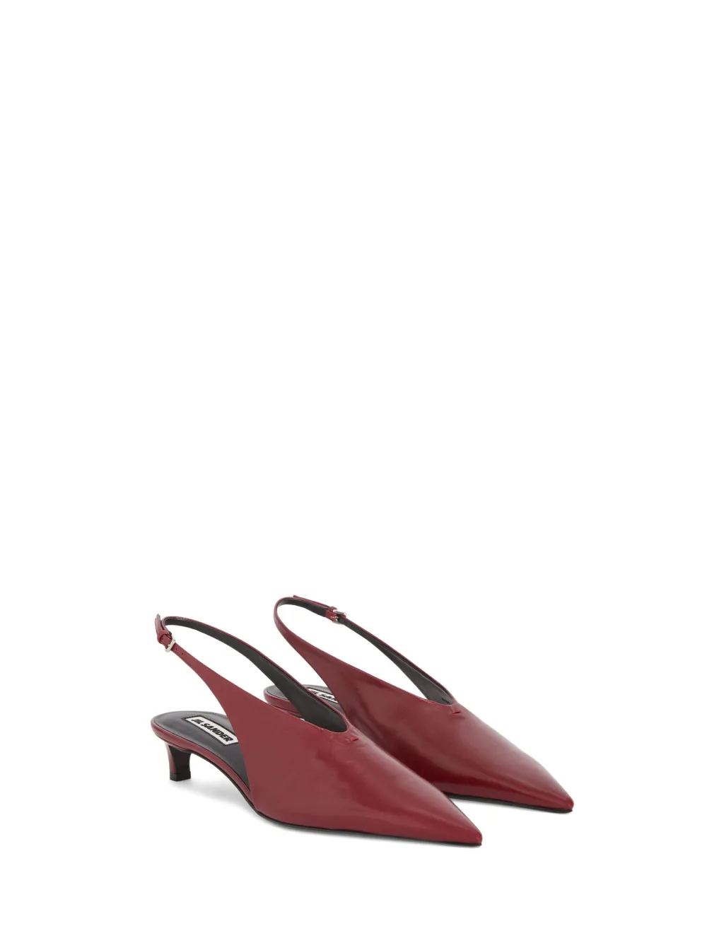 Jil Sander Pointy Leather Slingback Pumps In Red