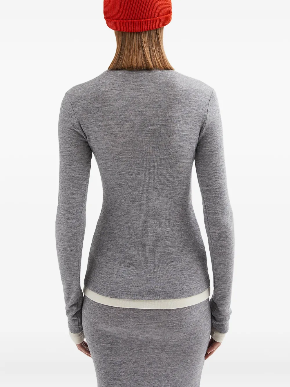 JIL SANDER+ Wollen gelaagd T-shirt Grijs