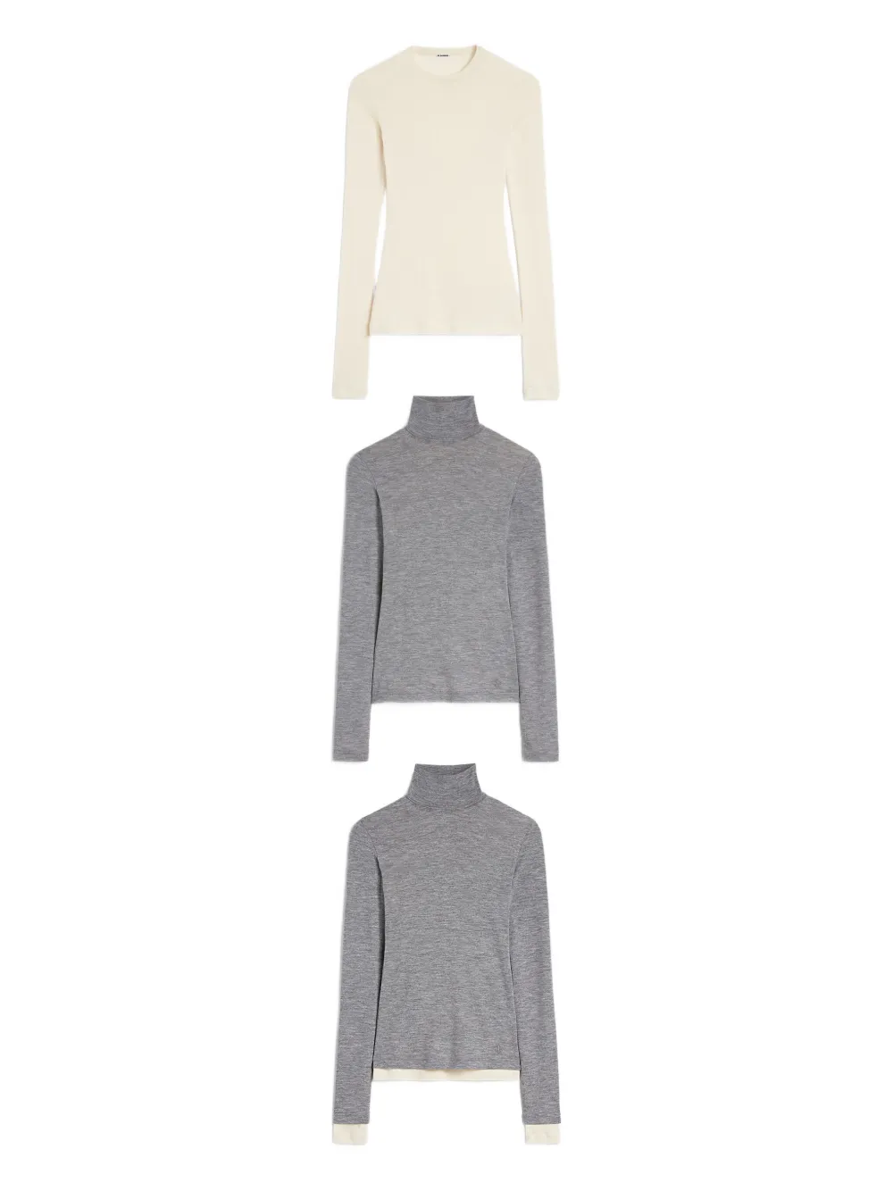 JIL SANDER+ Wollen gelaagd T-shirt Grijs