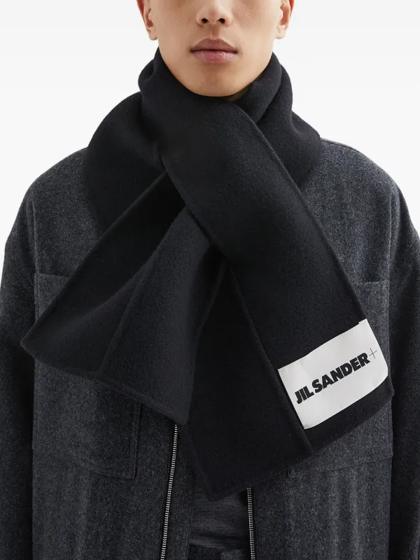 jilsander ワイド　ウールブランド　スカーフ JIL SANDER+ バージンウール スカーフ | ブラック | FARFETCH JP