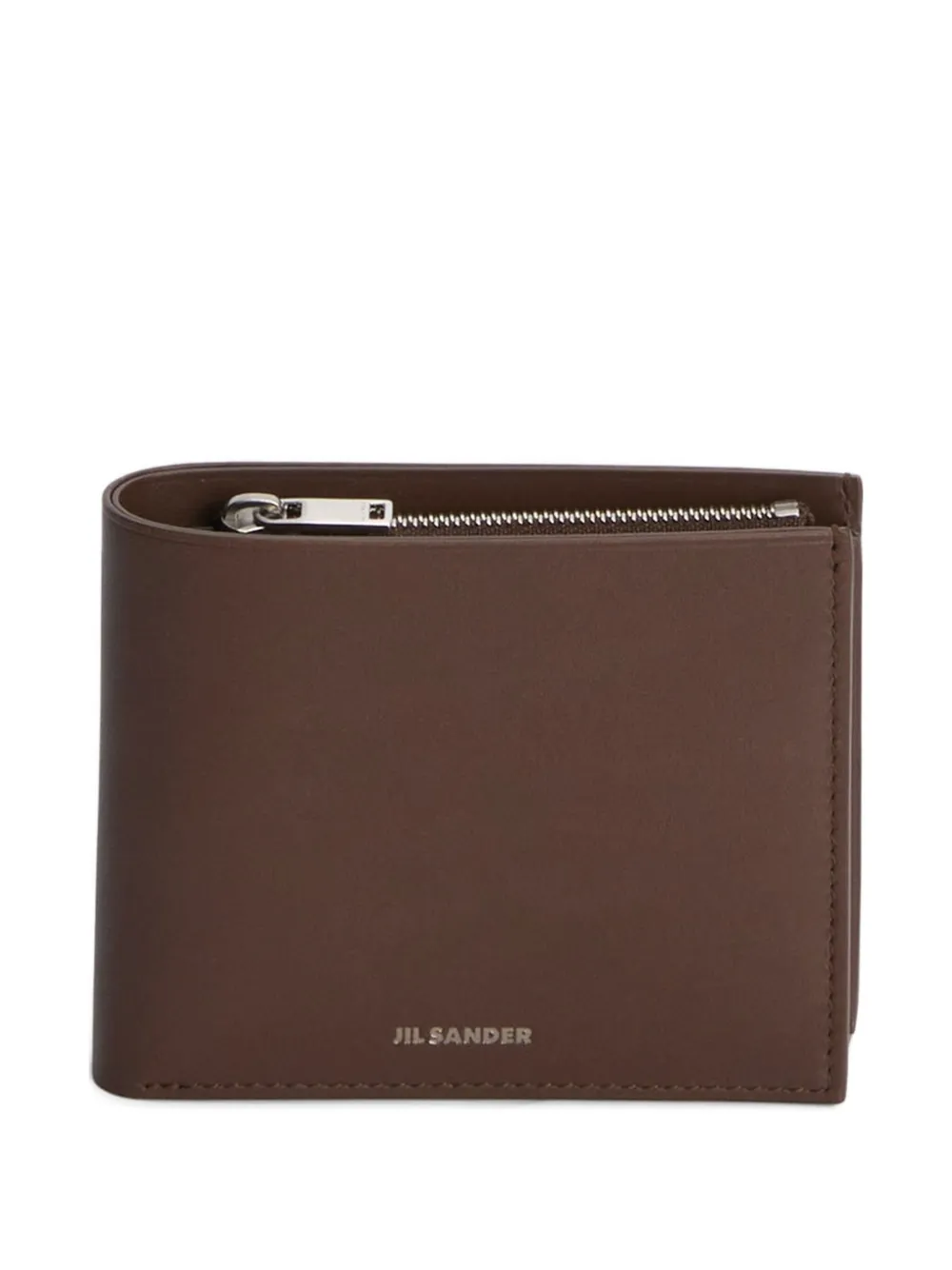 Jil Sander Embossed Zipped Leather Wallet In Brown