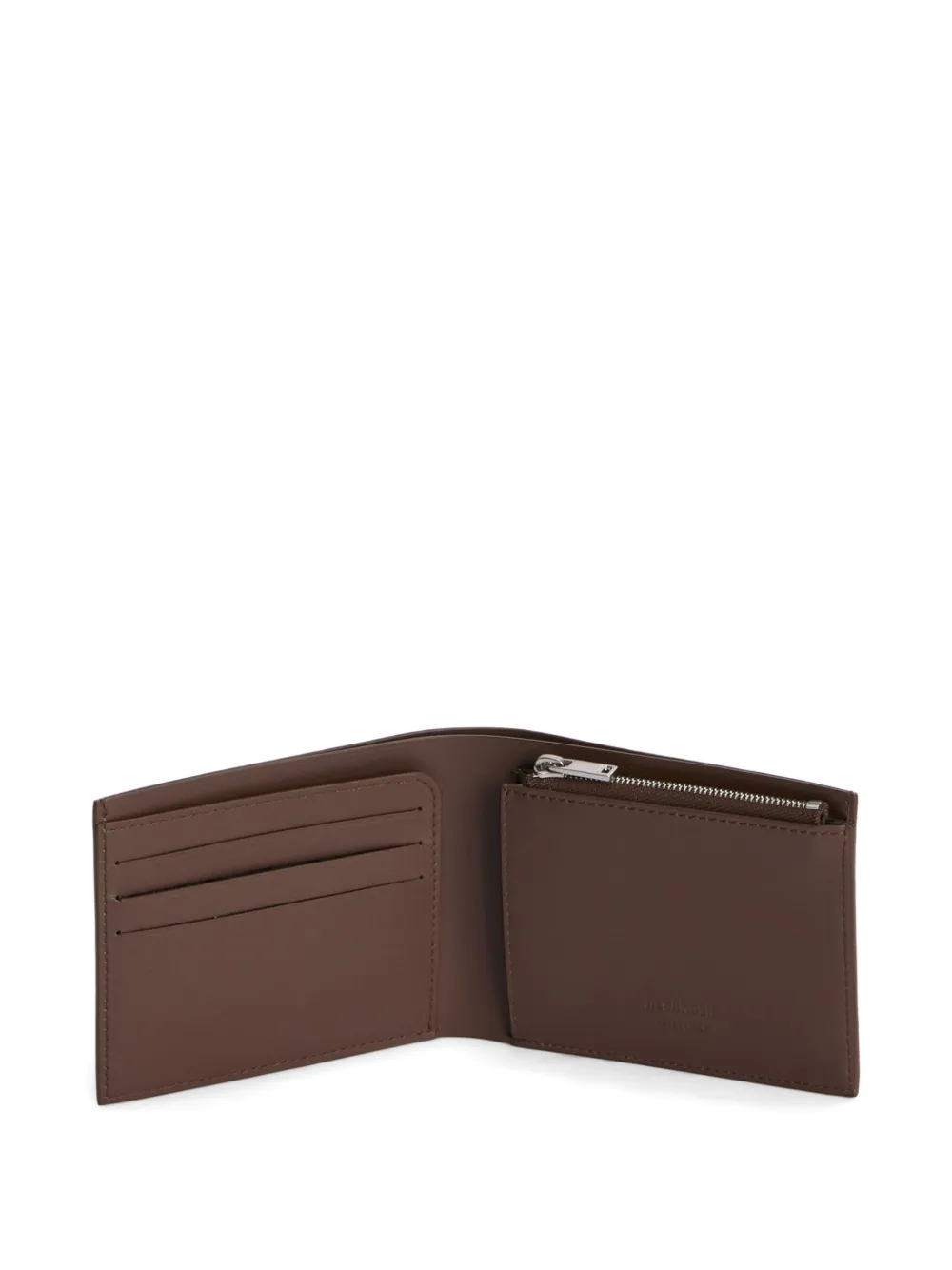 Jil Sander Embossed Zipped Leather Wallet In Brown