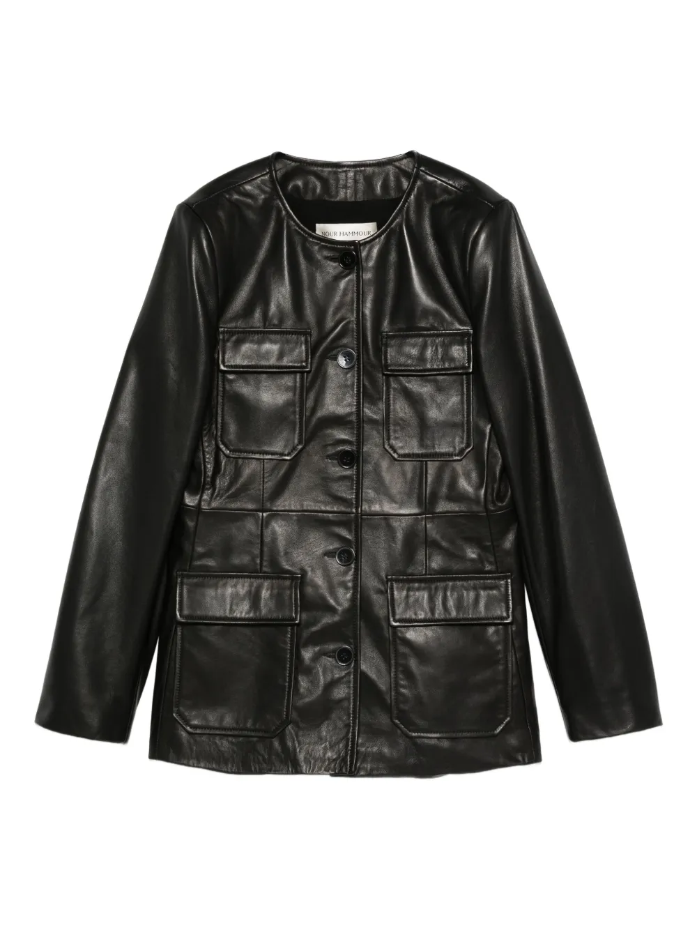 Nour Hammour Leren blazer Zwart