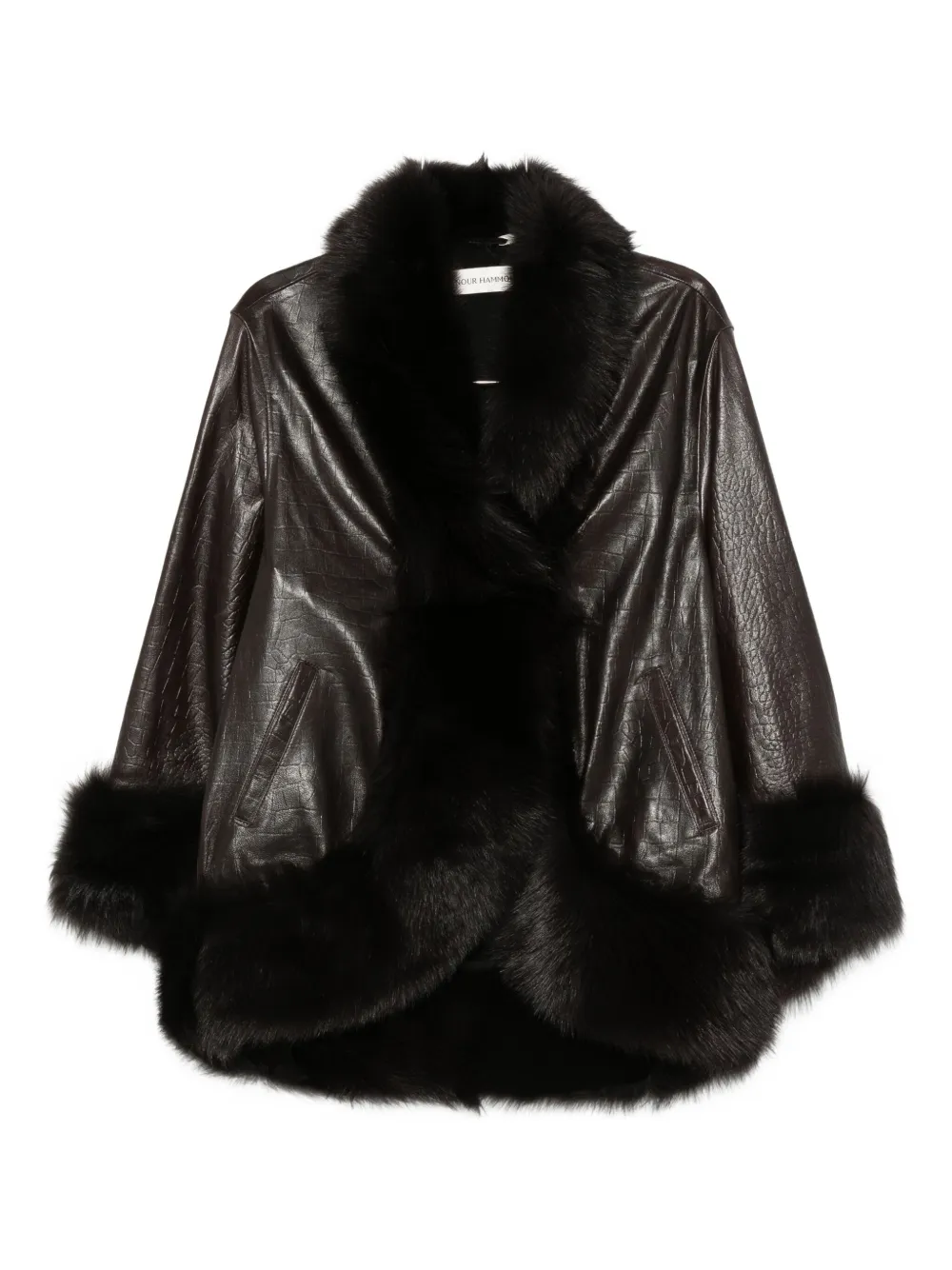 Nour Hammour Sabine Fur-trimmed Coat In Black
