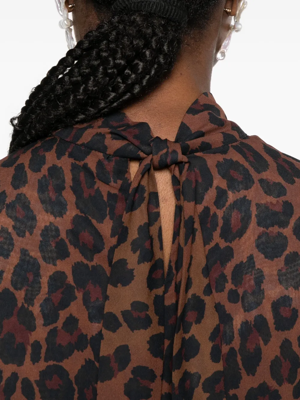 Simon Miller Mini-jurk met luipaardprint en hoge hals Bruin