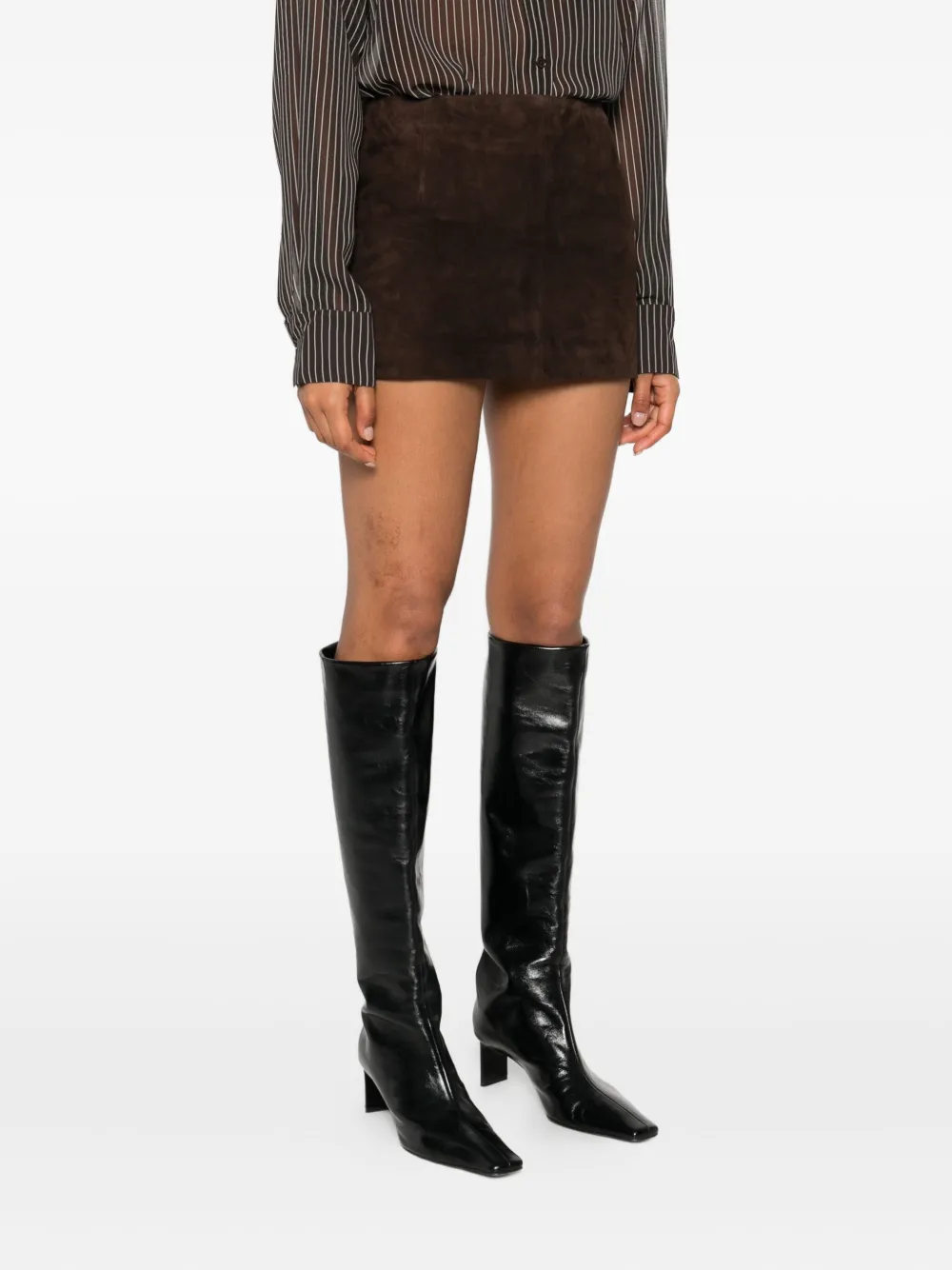 Nour Hammour Avery suède mini-rok Bruin