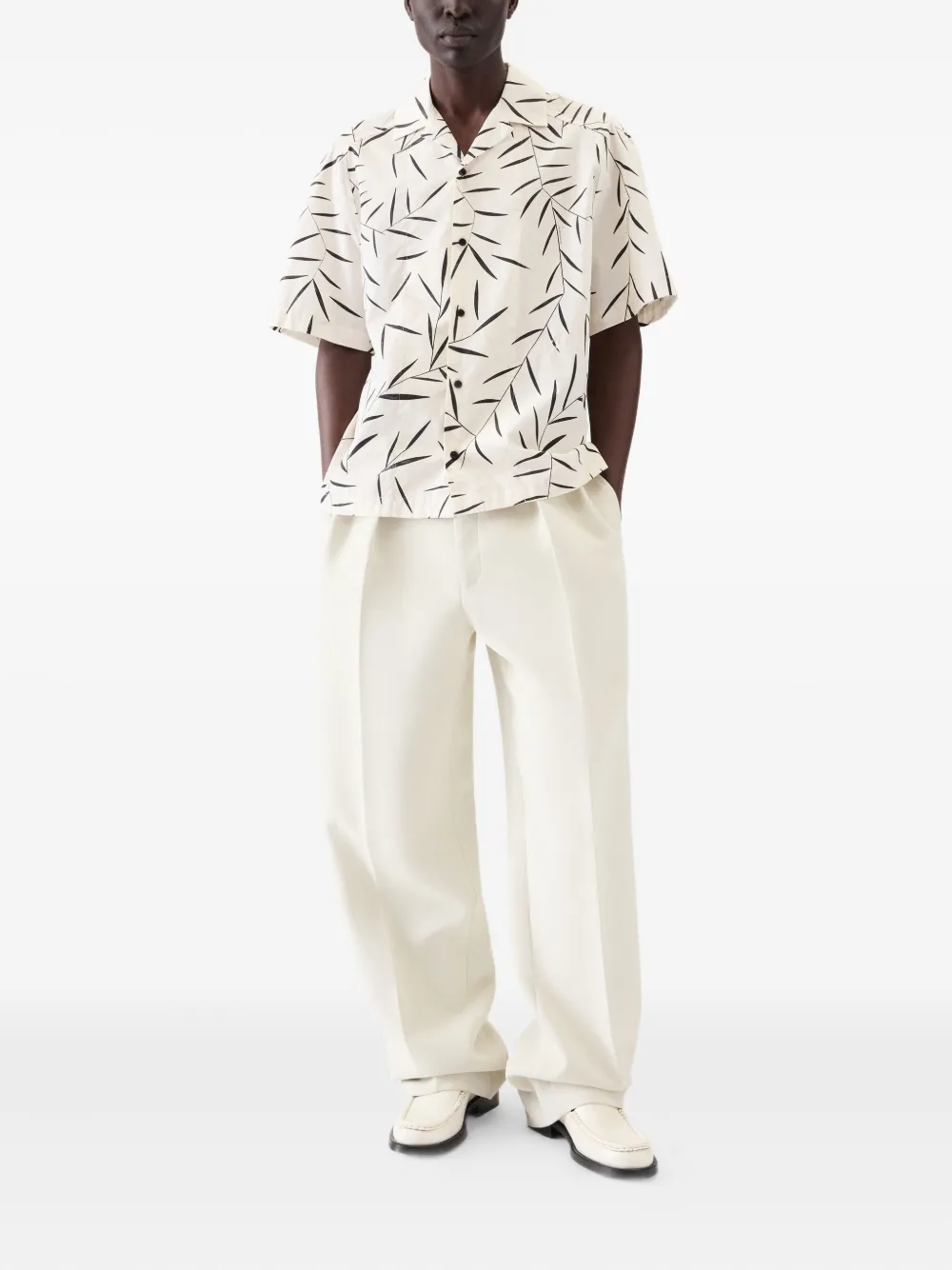 Jacquemus Overhemd met bladerprint Beige