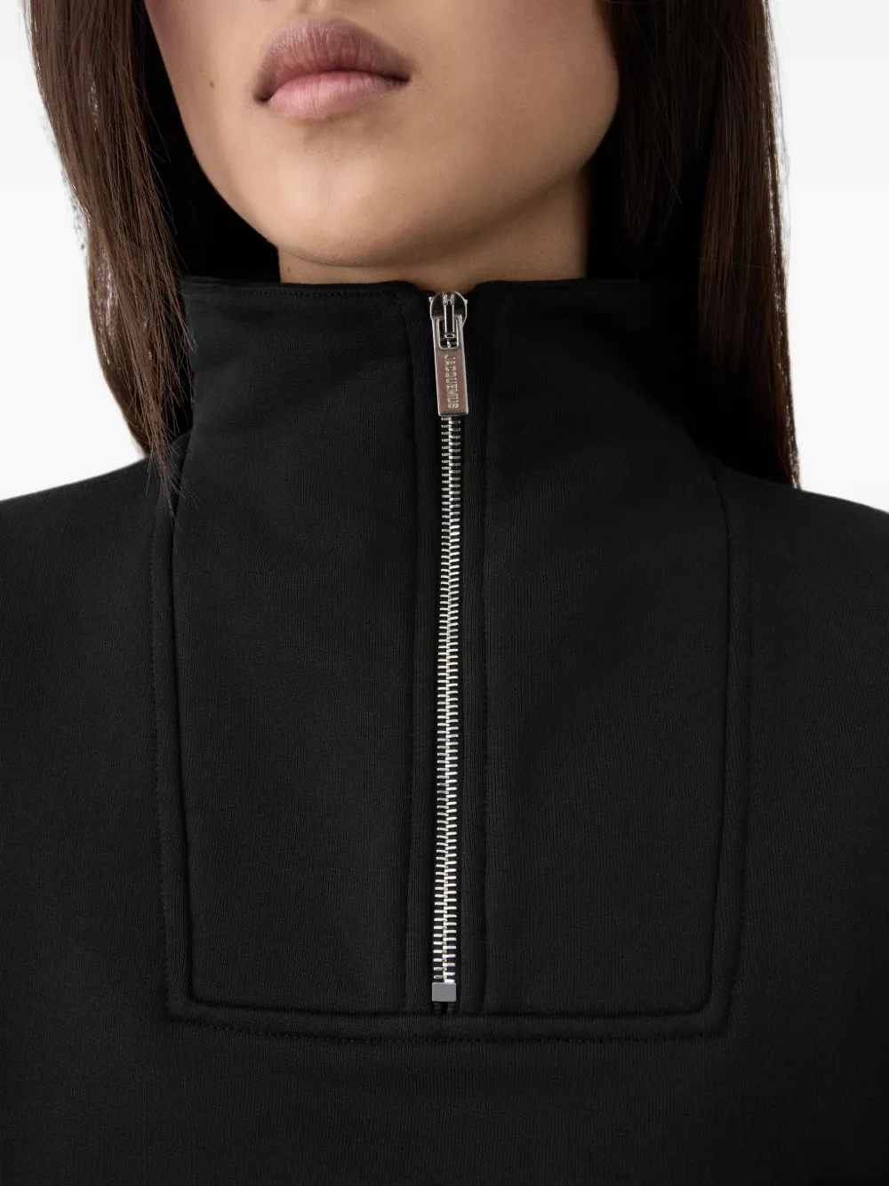 r　PELLICULE ルーズオフショルダートップス F ブラック Jacquemus The Gros Grain zipped-rollneck Sweatshirt | Black | FARFETCH