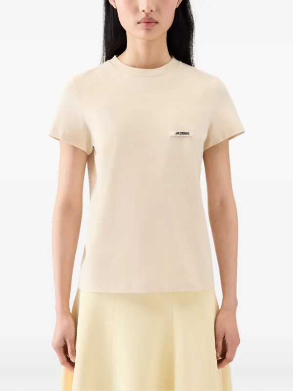 ★送料関税込★JACQUEMUS ロゴパッチ コットン 半袖Tシャツ ☆送料関税込☆JACQUEMUS ロゴパッチ コットン 半袖Tシャツ