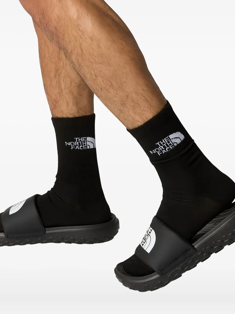 The North Face Never Stop slippers met logo-reliëf en textuur Zwart