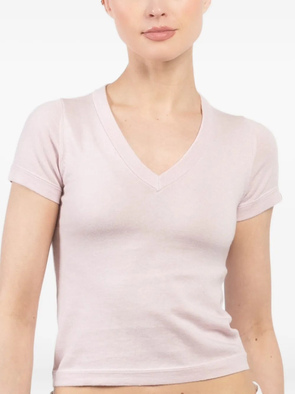Extreme cashmere cropped T-shirt Roze