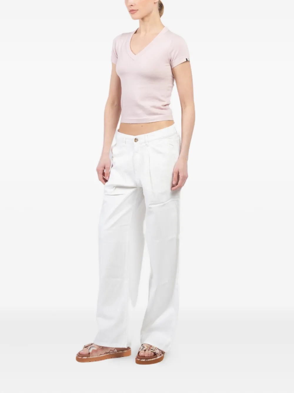 extreme cashmere cropped T-shirt Roze