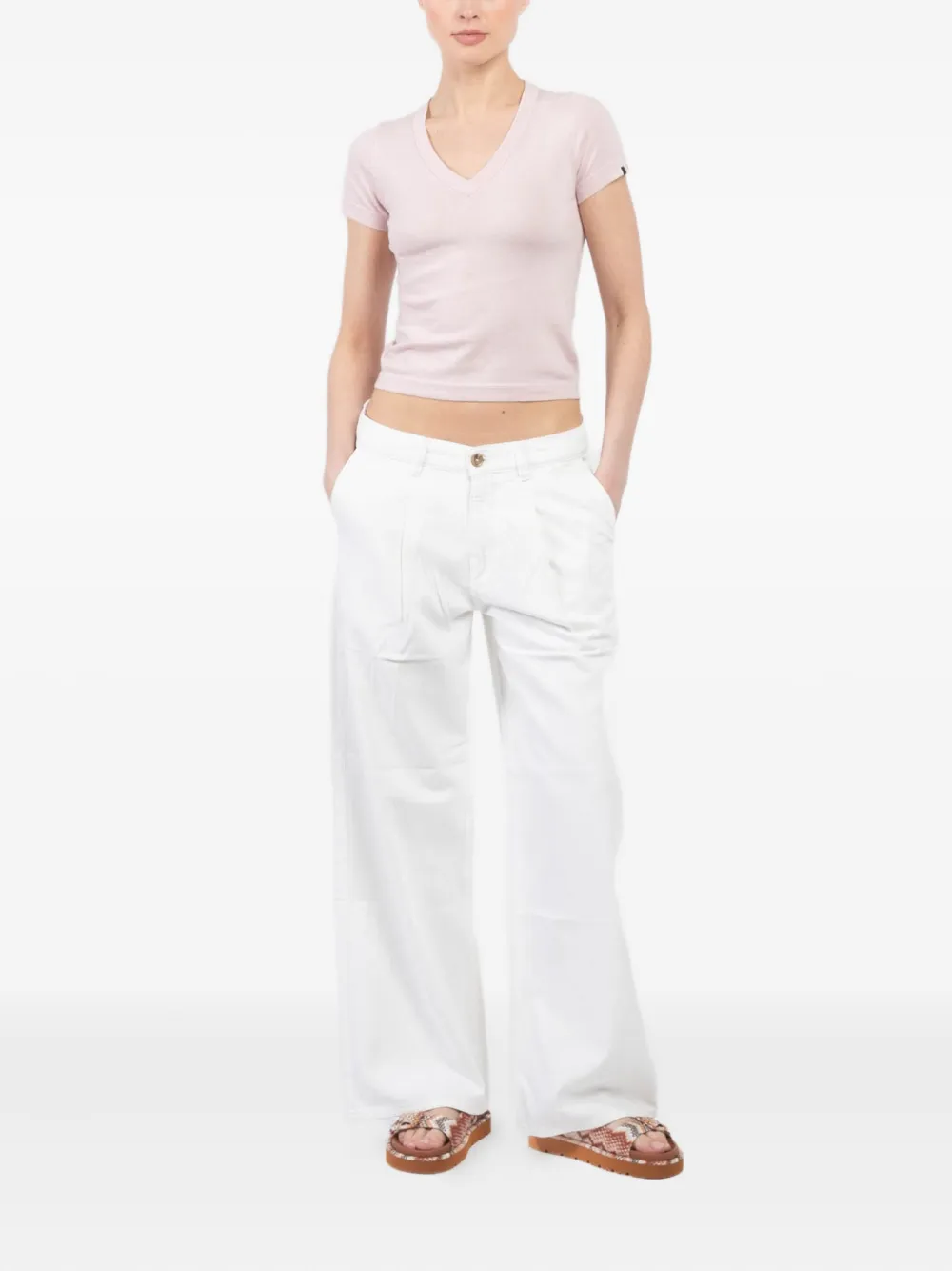 extreme cashmere cropped T-shirt Roze