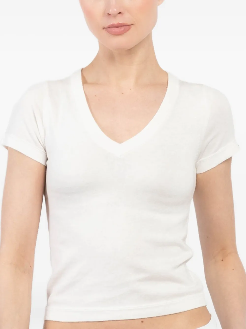 Extreme cashmere V-neck short-sleeved T-shirt Wit