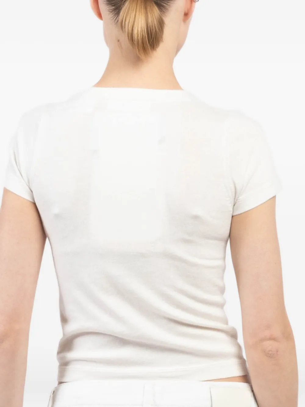 extreme cashmere V-neck short-sleeved T-shirt Wit