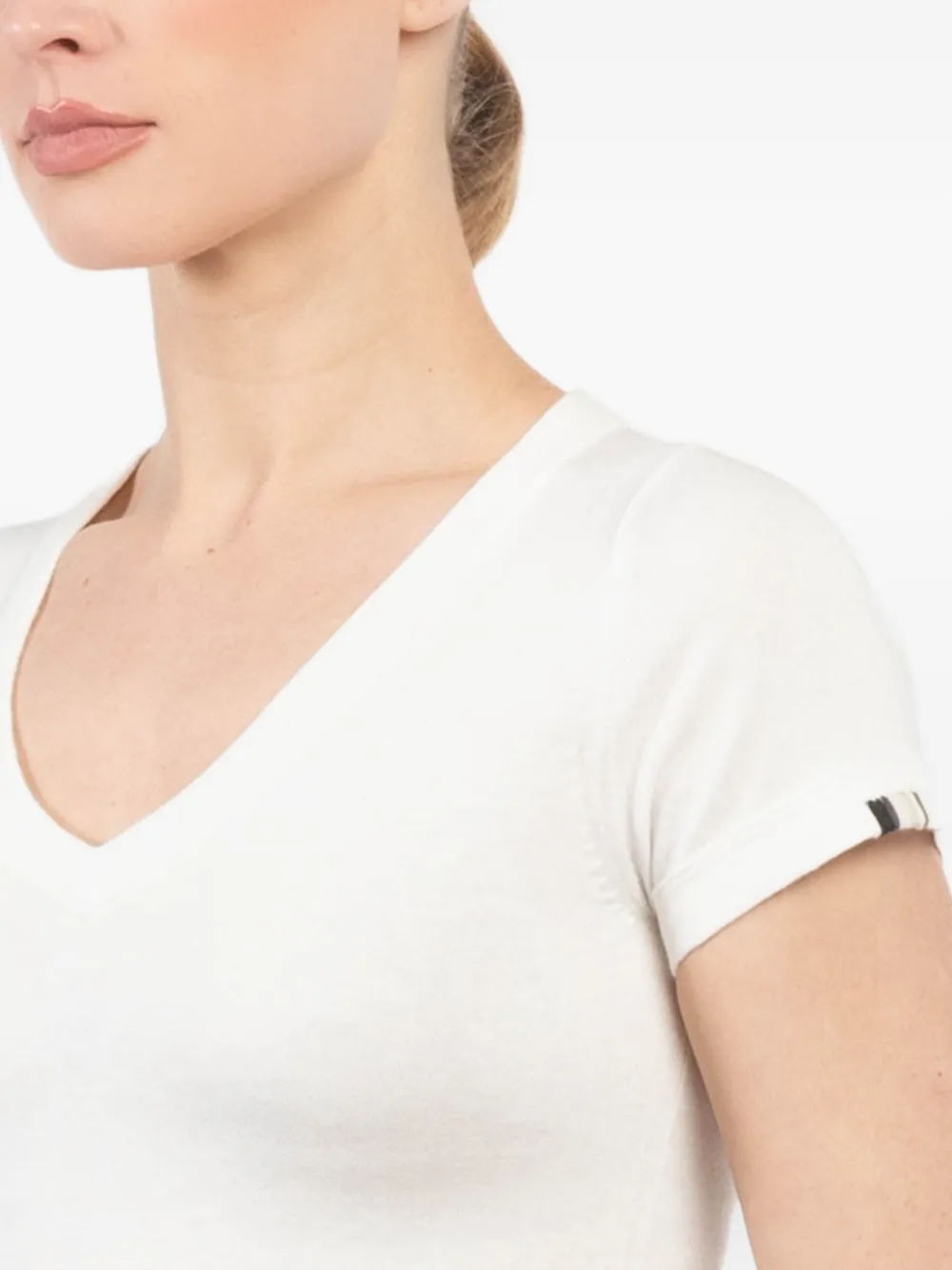 extreme cashmere V-neck short-sleeved T-shirt Wit