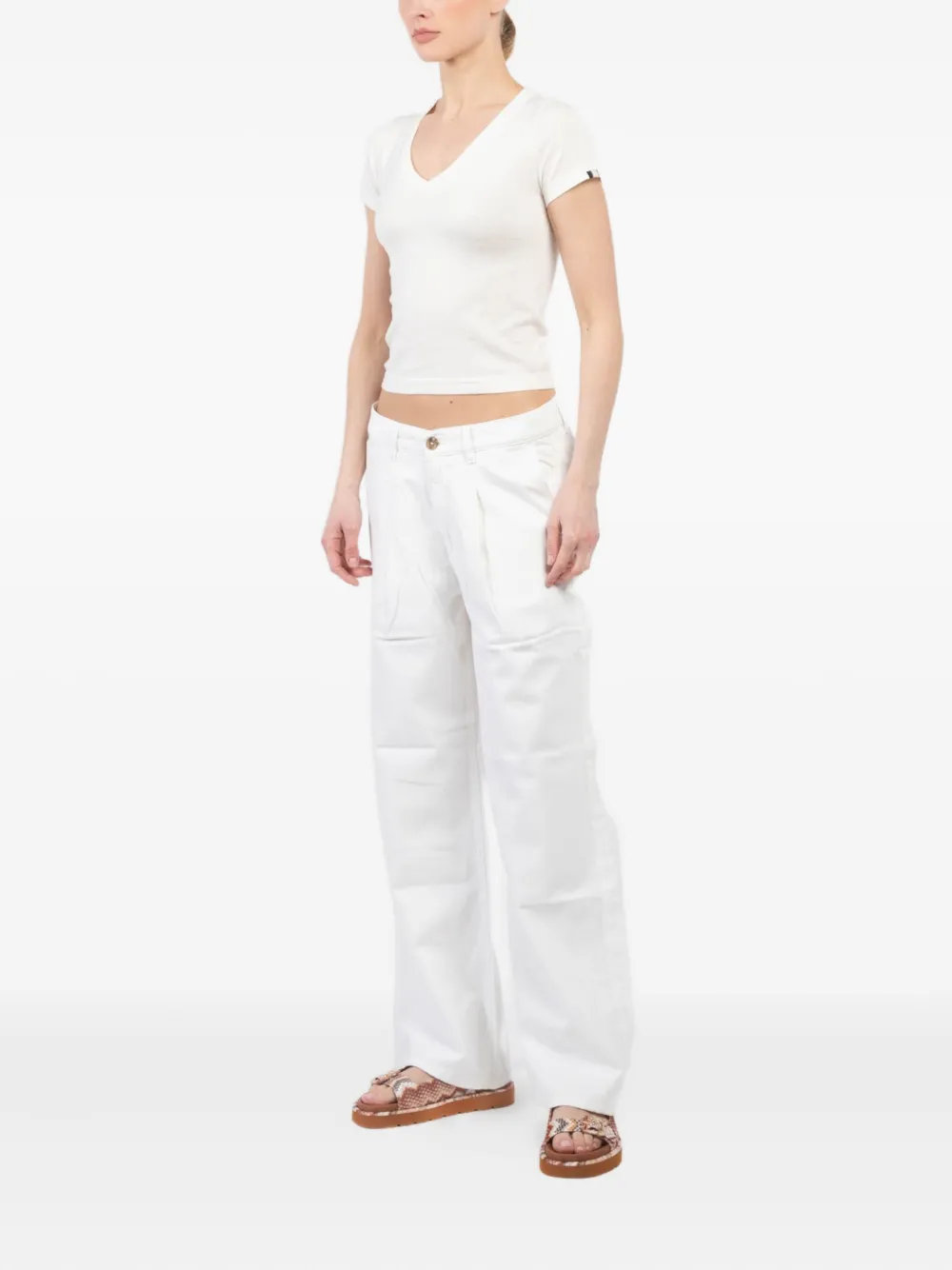 extreme cashmere V-neck short-sleeved T-shirt Wit