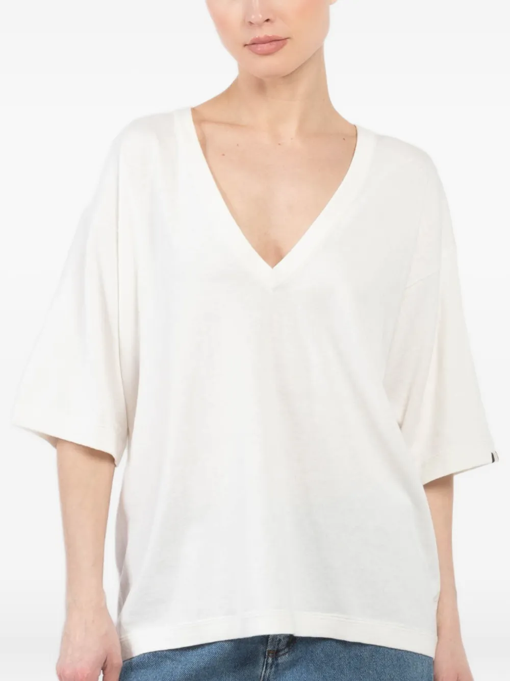 Extreme cashmere V-neck T-shirt Wit