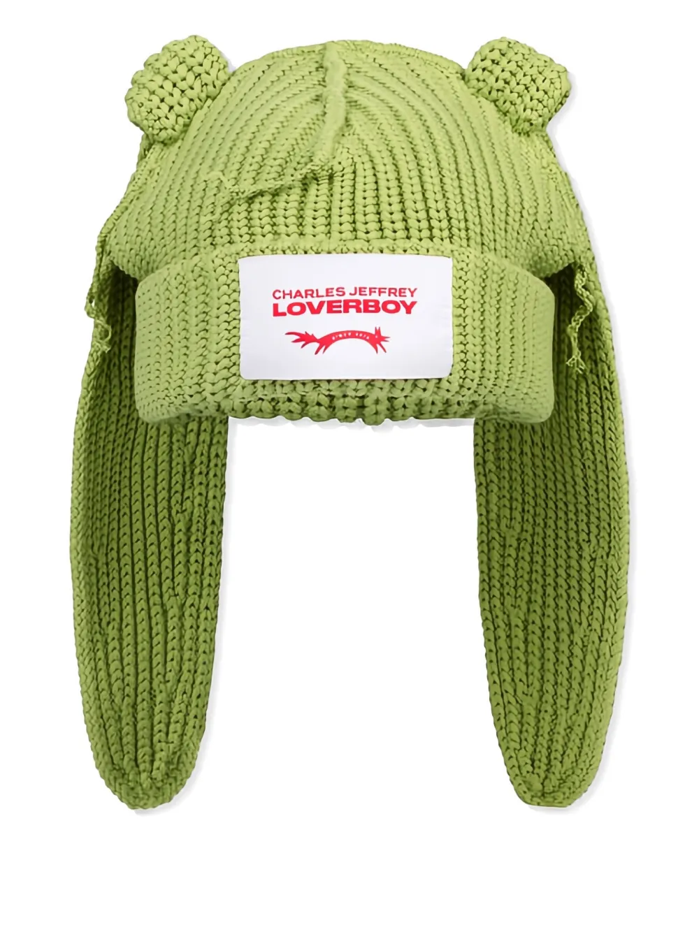 Charles Jeffrey Loverboy Rabbit-ear Beanie Hat In Green