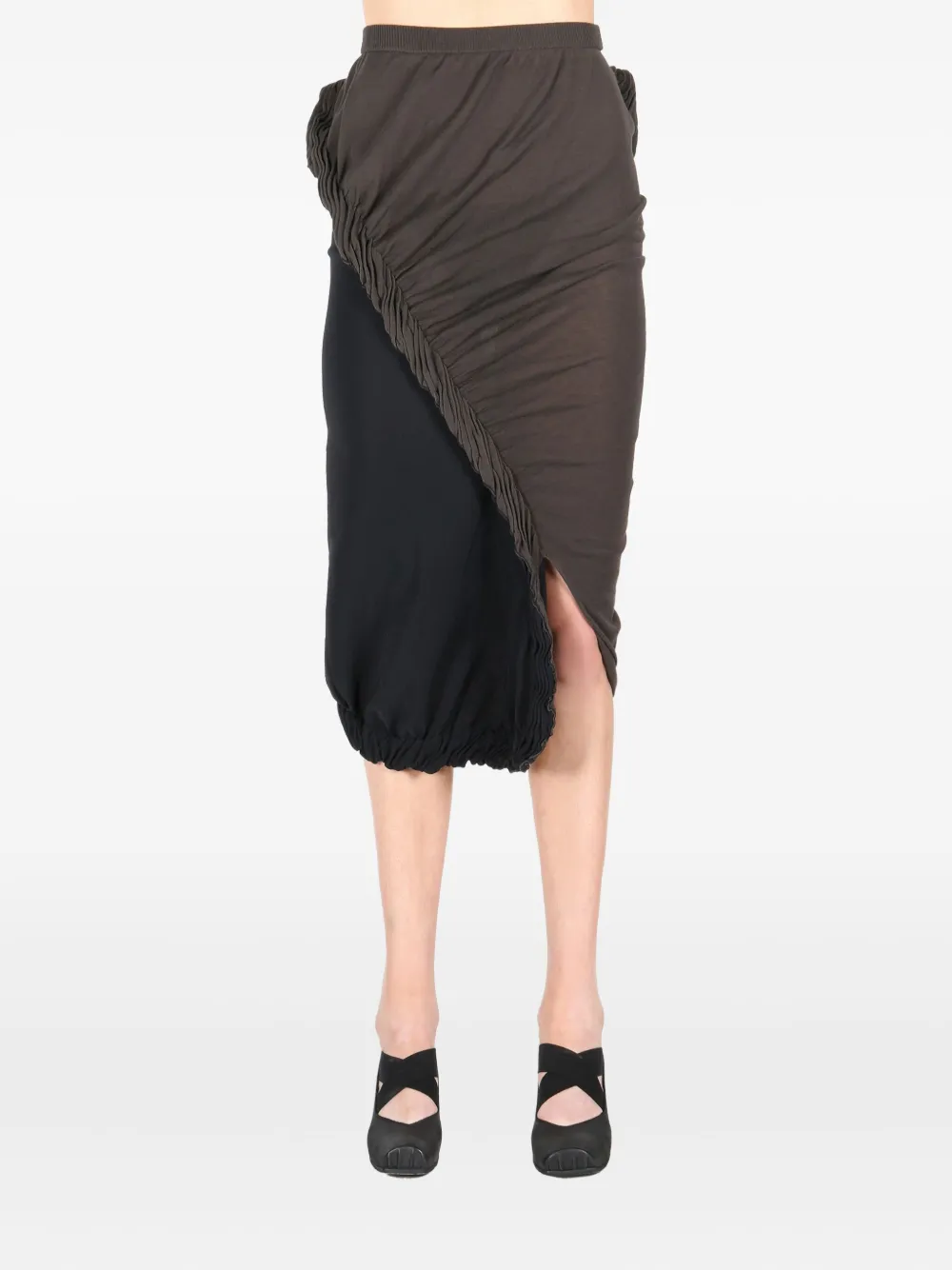 Issey Miyake asymmetric midi skirt - Zwart