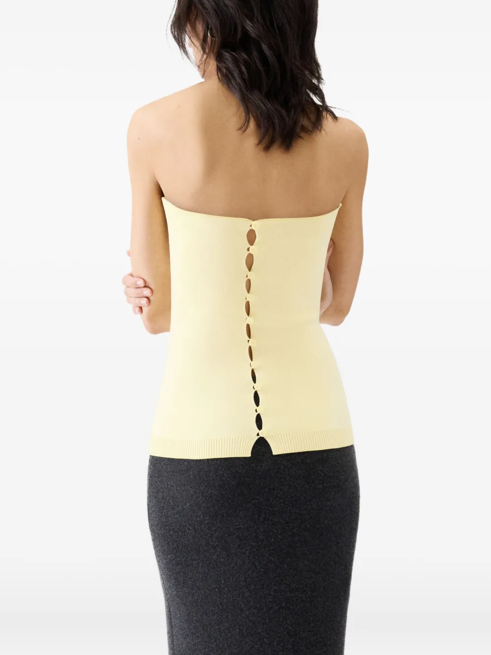 Jacquemus Strapless Knitted Top In Yellow