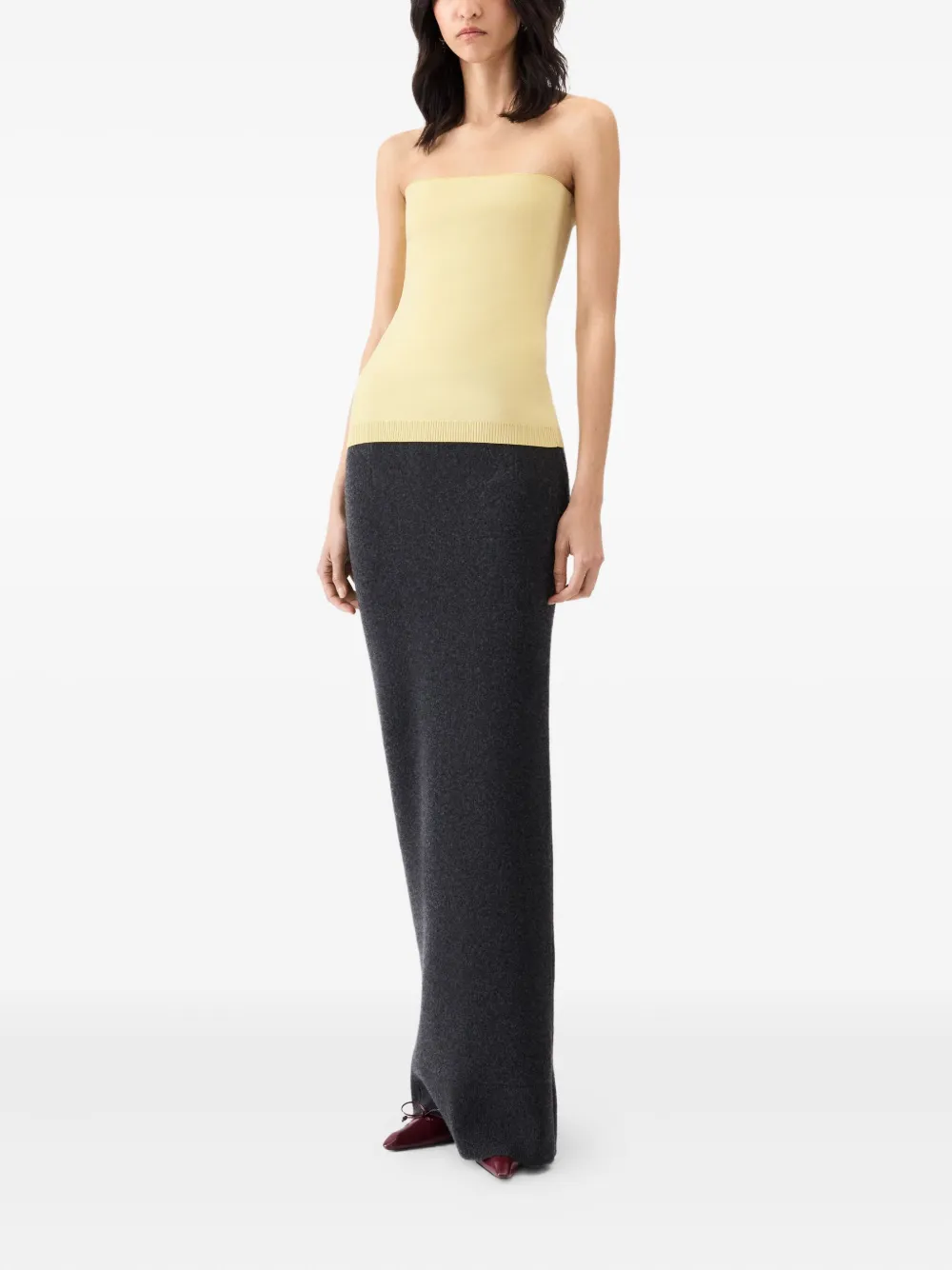 Jacquemus Strapless Knitted Top In Yellow