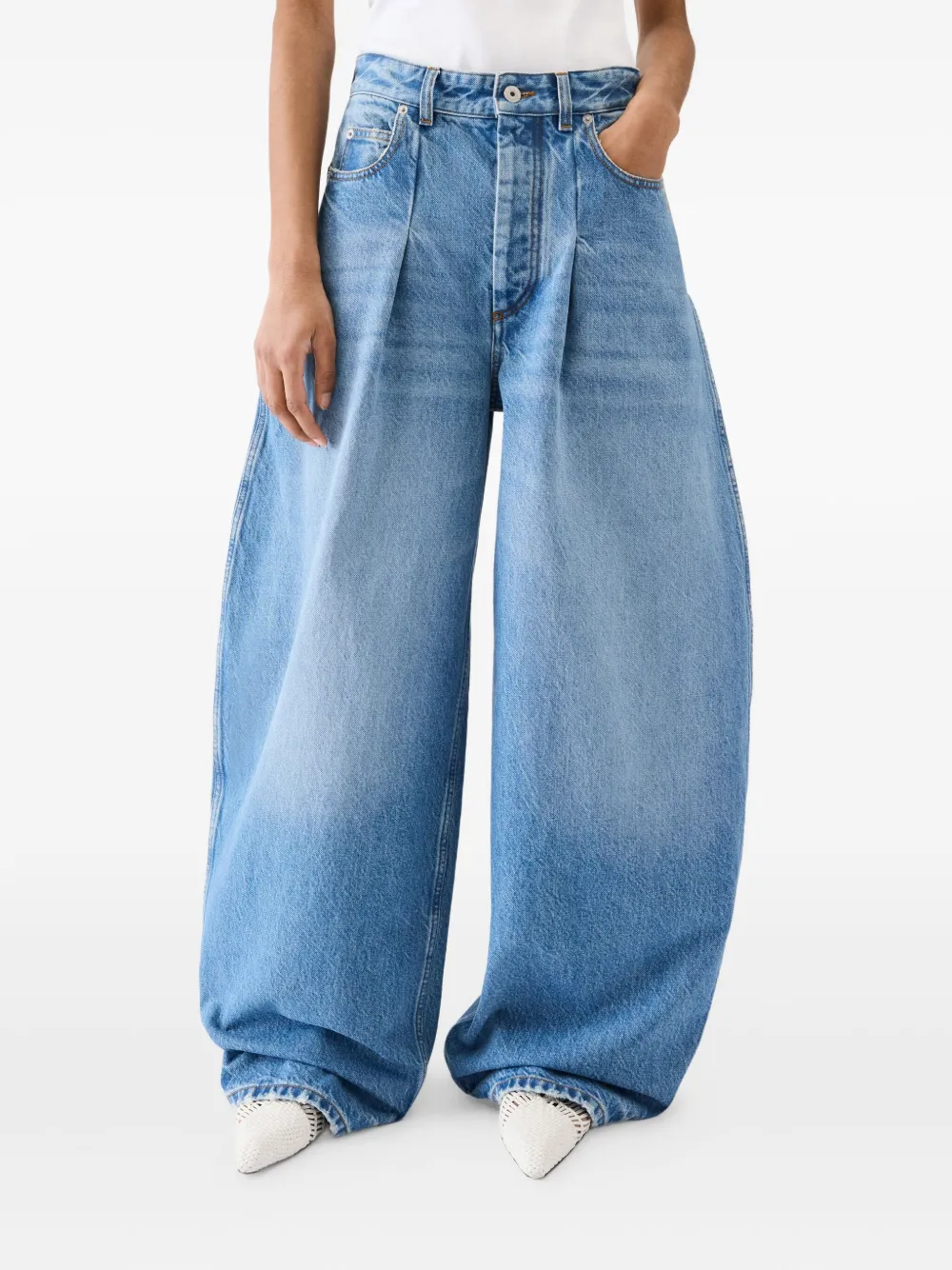 Jacquemus Le De-Nîmes Ovalo geplooide jeans Blauw