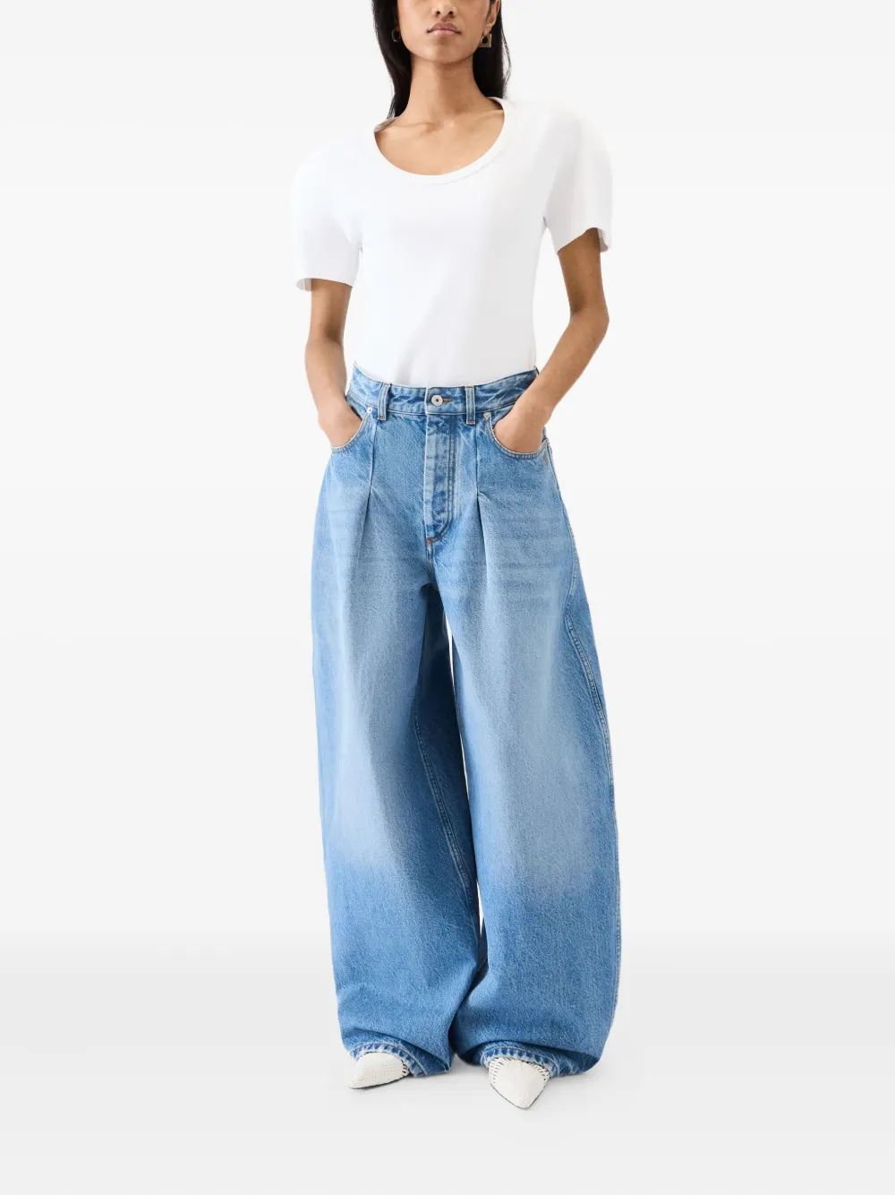 Jacquemus Le De-Nîmes Ovalo geplooide jeans Blauw