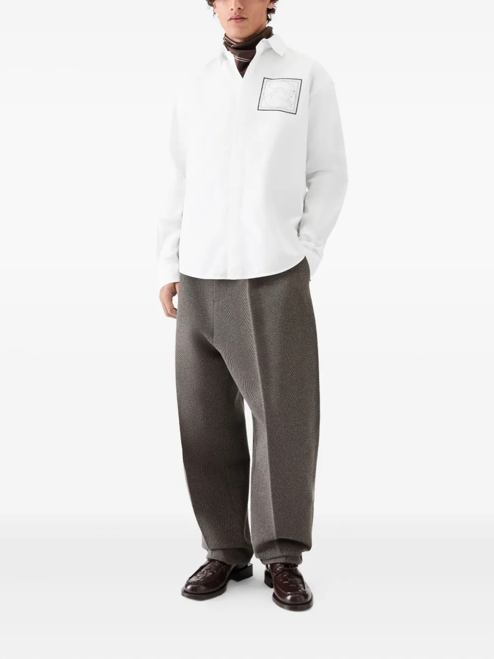 Jacquemus Le Simon ML overhemd met zak met grafische print Wit