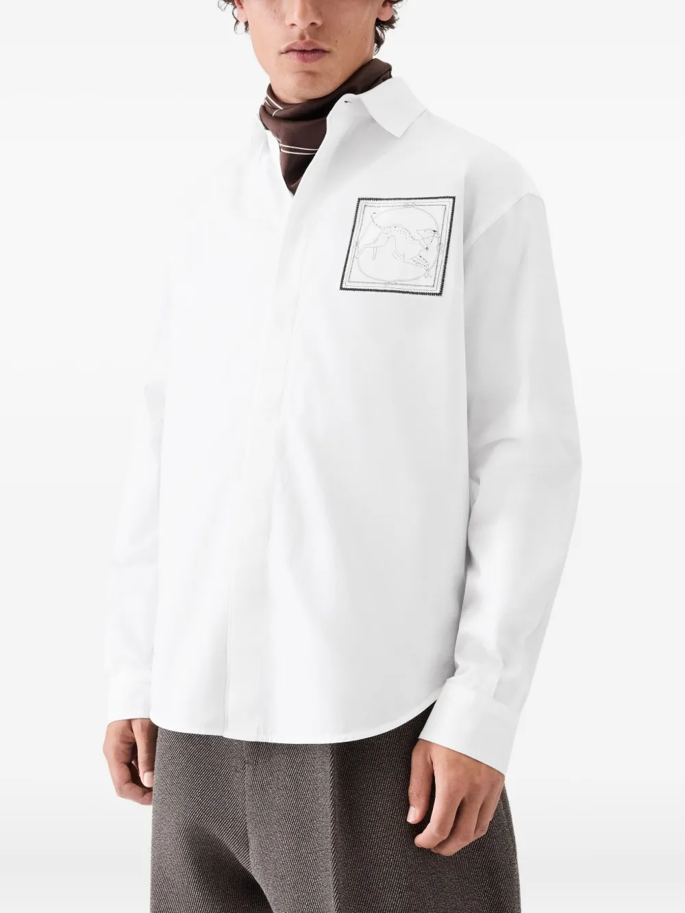 Jacquemus Le Simon ML overhemd met zak met grafische print Wit