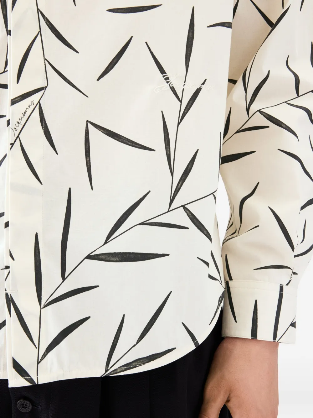 Jacquemus Le Simon ML button-up overhemd met bladerprint Beige