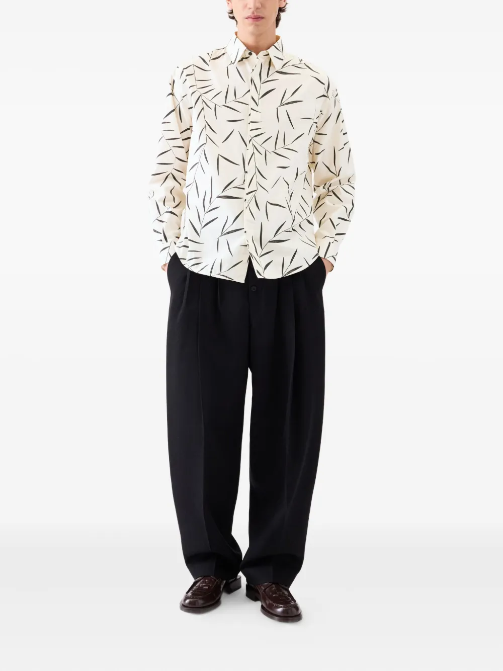 Jacquemus Le Simon ML button-up overhemd met bladerprint Beige