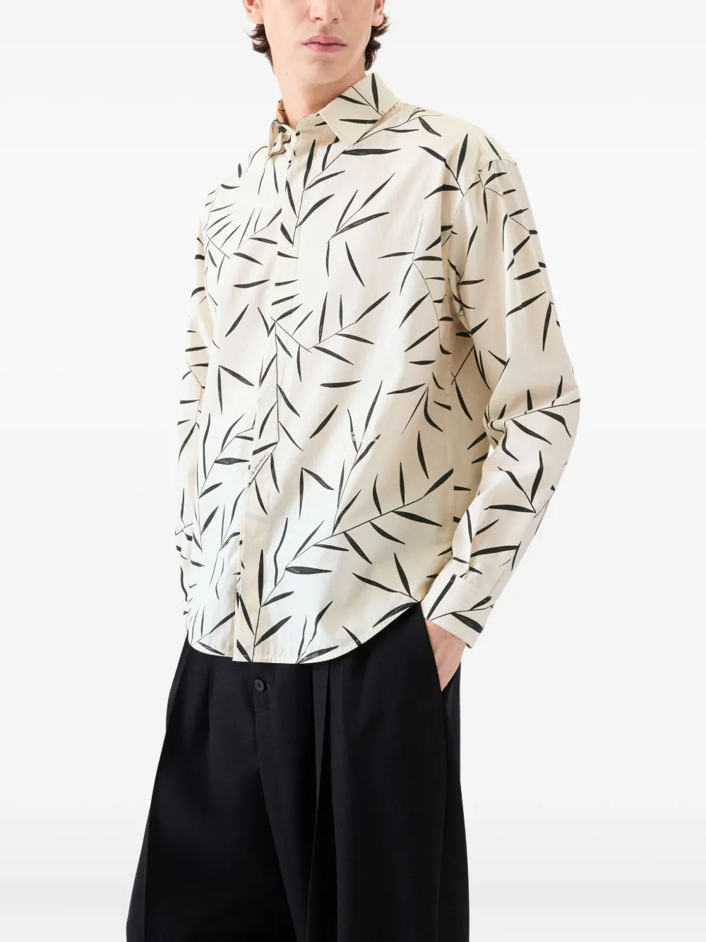 Jacquemus Le Simon ML button-up overhemd met bladerprint Beige