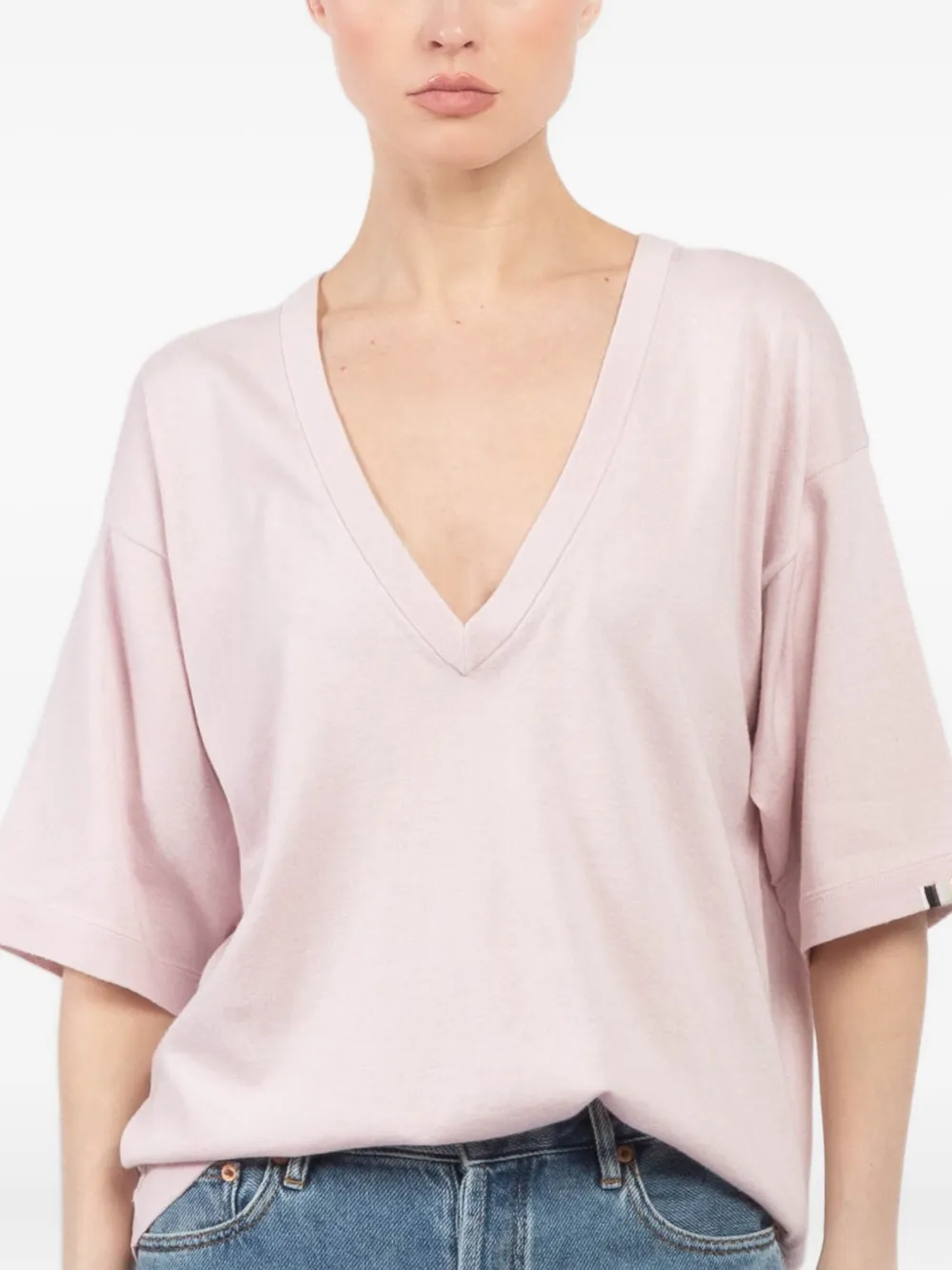 Extreme cashmere V-neck T-shirt Roze