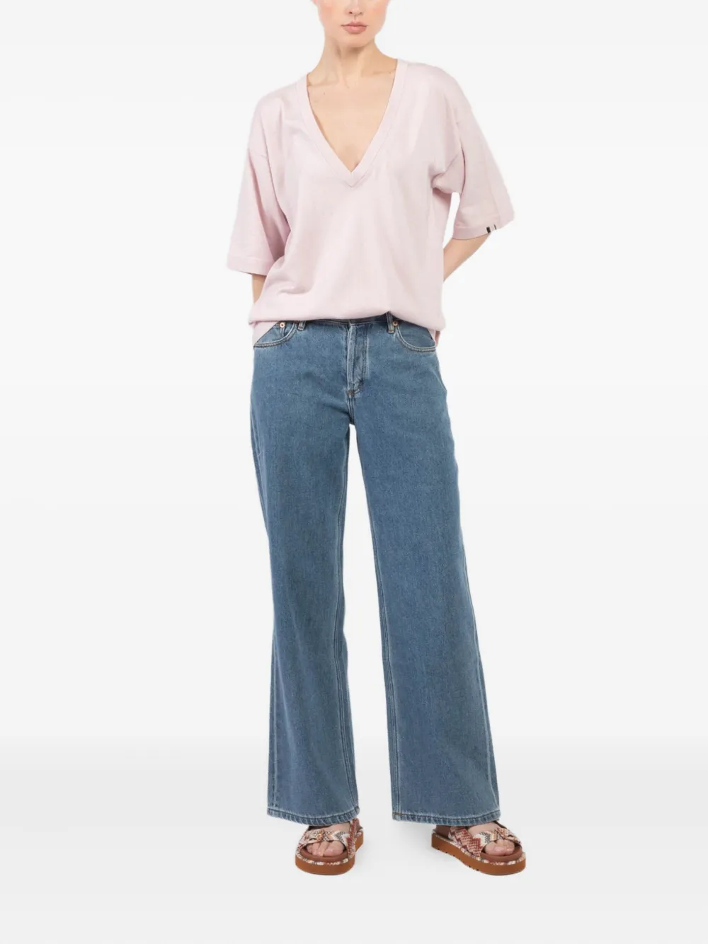 extreme cashmere V-neck T-shirt Roze