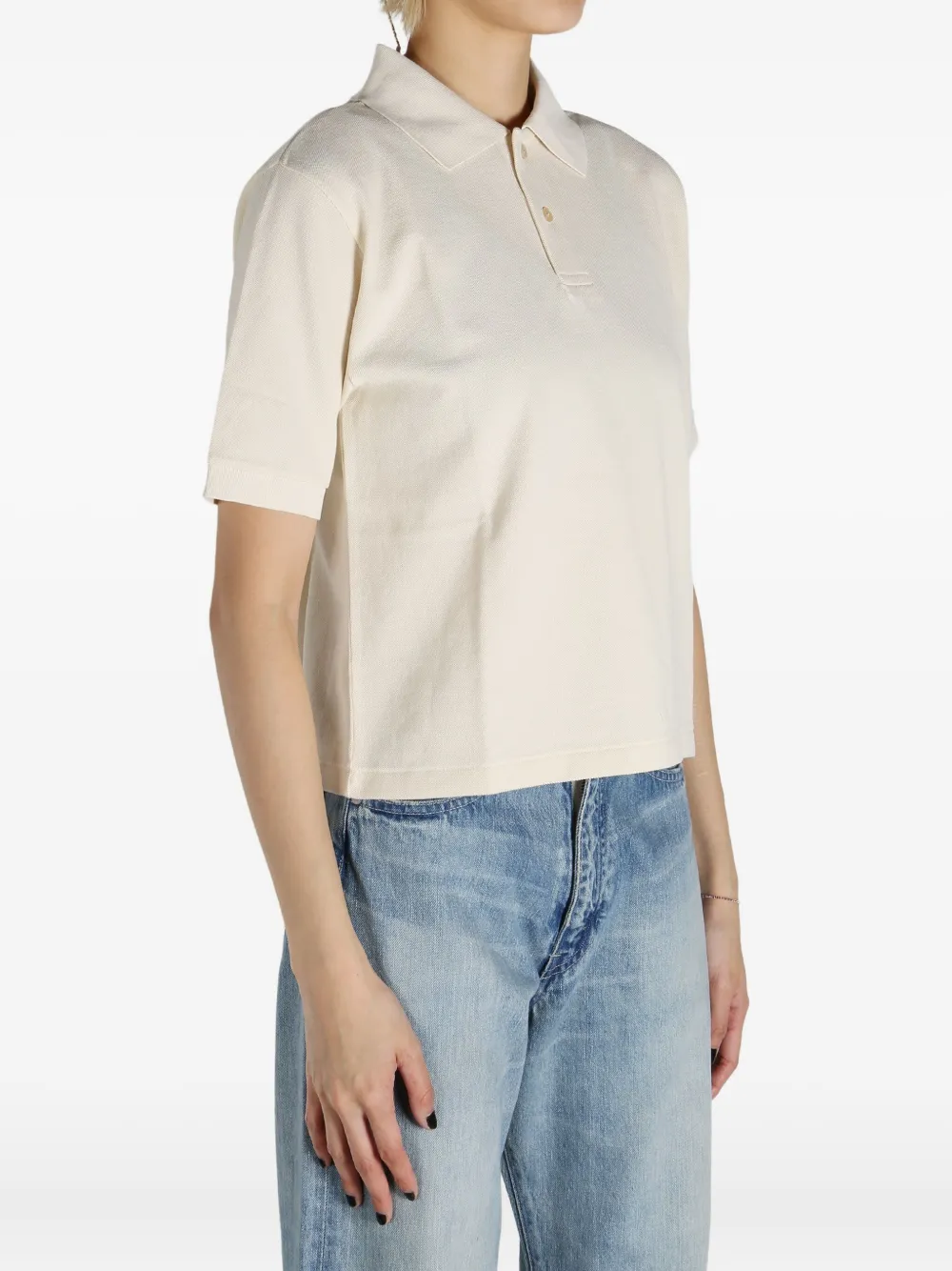 Auralee cotton polo top Wit
