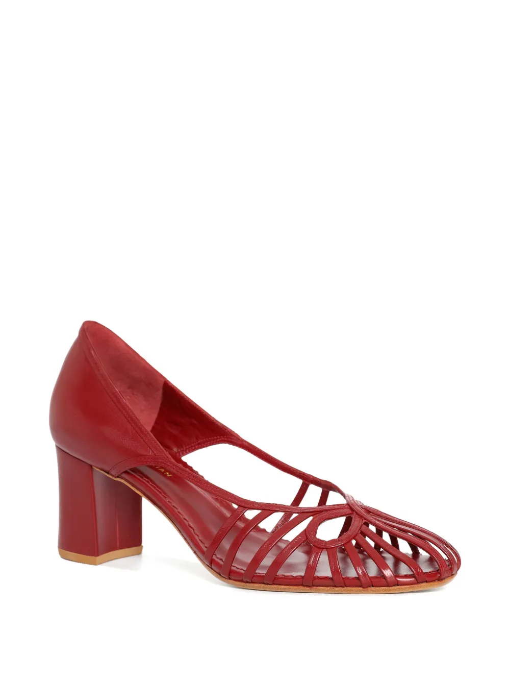 Sarah Chofakian 55mm Glyph cut-out block-heel pumps Red