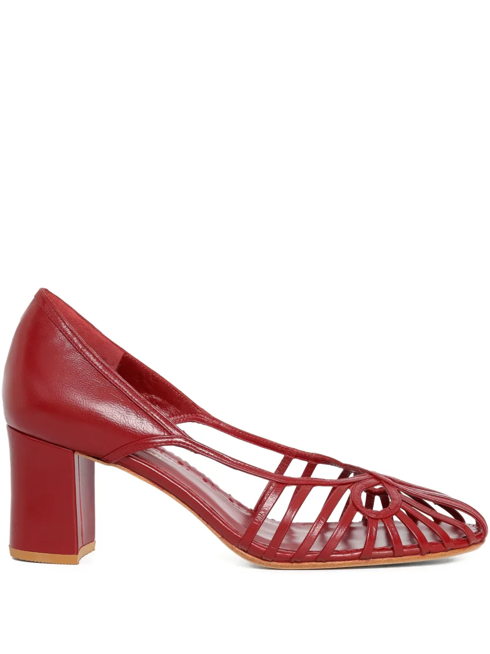 Sarah Chofakian 55mm Glyph cut-out block-heel pumps Red