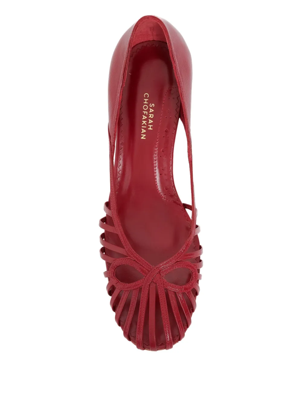 Sarah Chofakian 55mm Glyph cut-out block-heel pumps Red