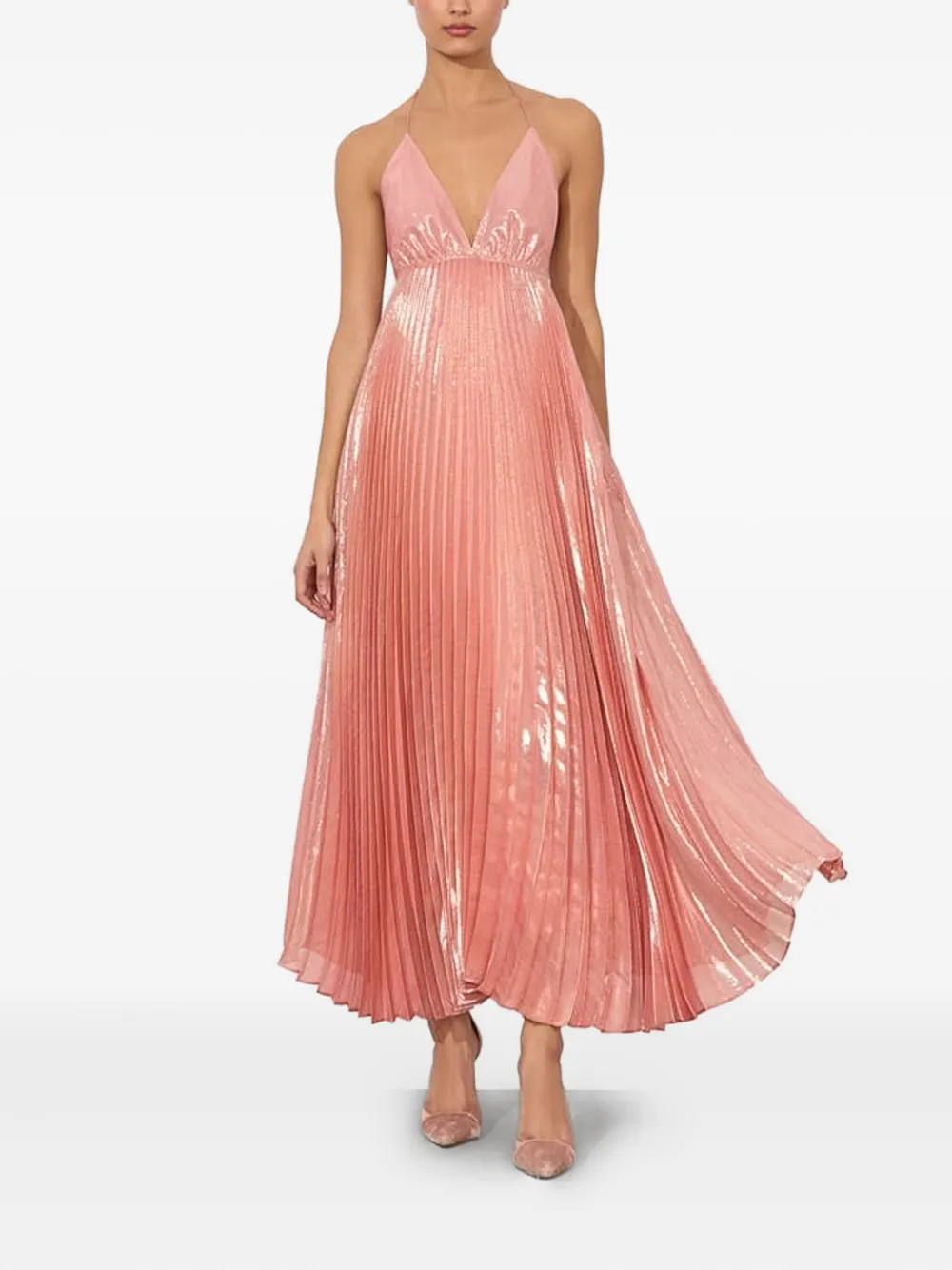 Alice + olivia Marivel maxi-jurk met halternek en plooien - Roze