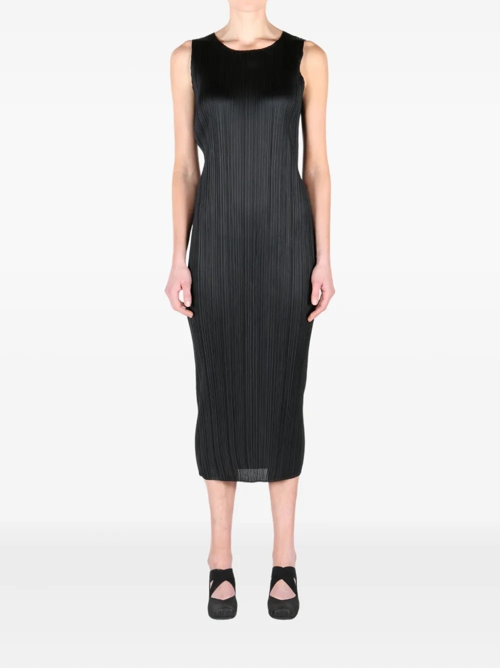 Pleats Please Issey Miyake fitted midi dress - Zwart