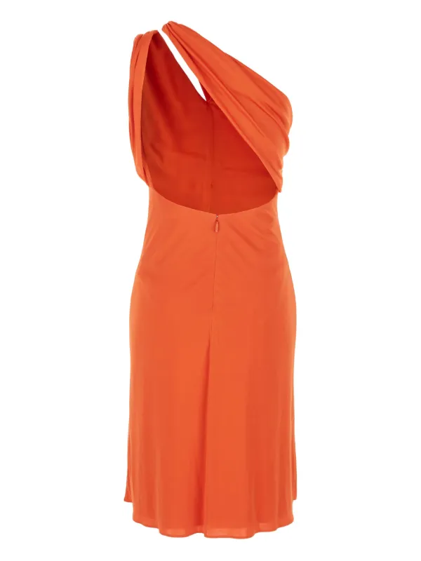 versace dress orange Versace Printed Silk Twill Mini Dress, Female, Orange, 36