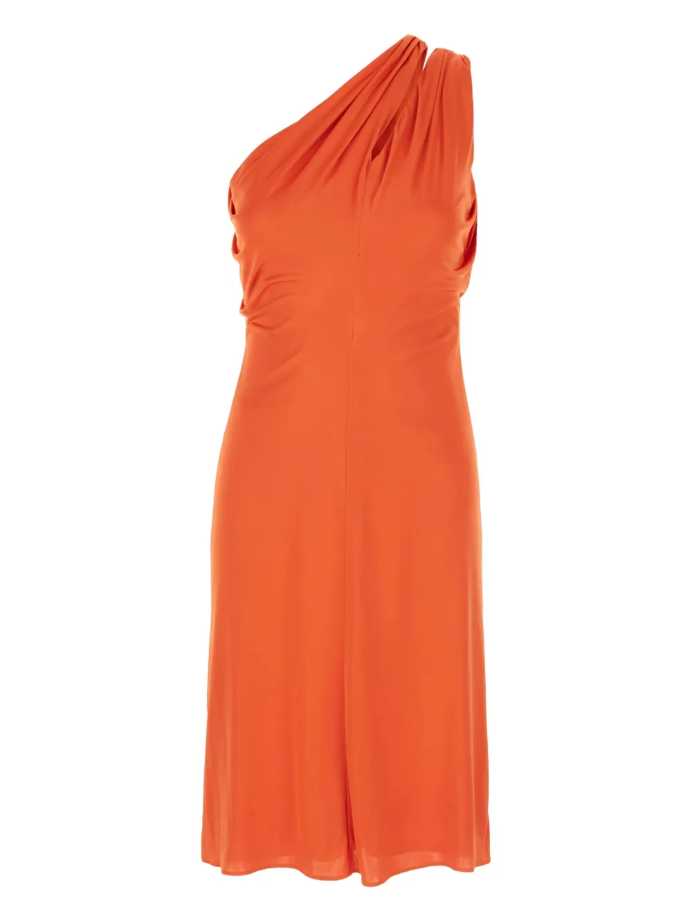 Versace one-shoulder draped midi dress Oranje