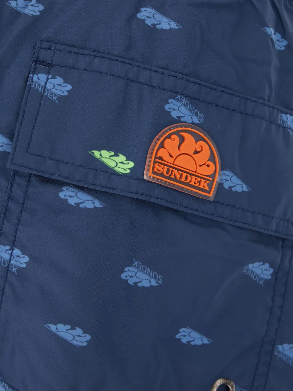Sundek Poly zwembroek met wolkenprint en trekkoord Blauw